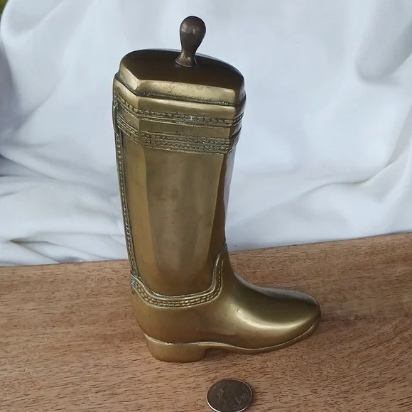 Vintage Brass Riding Boot. Door Stop, Bookend. Equestrian Decor, Ralph Lauren - Picture 4 of 11